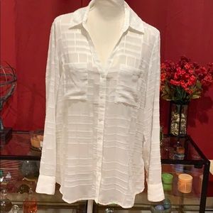 Express White Patterned Portofino Shirt Sz Large